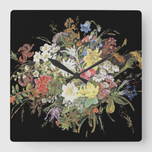 Alpine Wildblume-Blumen Edelweiss Wand-Uhr Quadratische Wanduhr