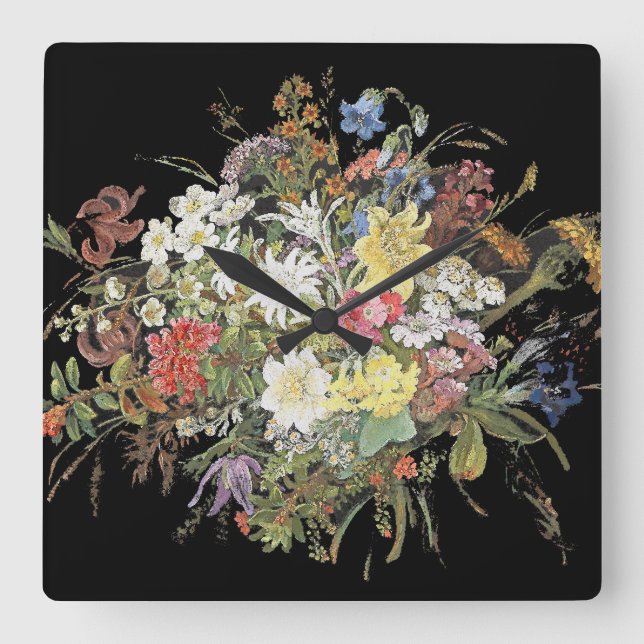 Alpine Wildblume-Blumen Edelweiss Wand-Uhr Quadratische Wanduhr (Vorderseite)