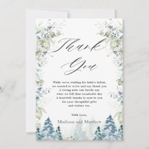 Alpine Winter Wonderland Baby Shower Geburtstag Dankeskarte