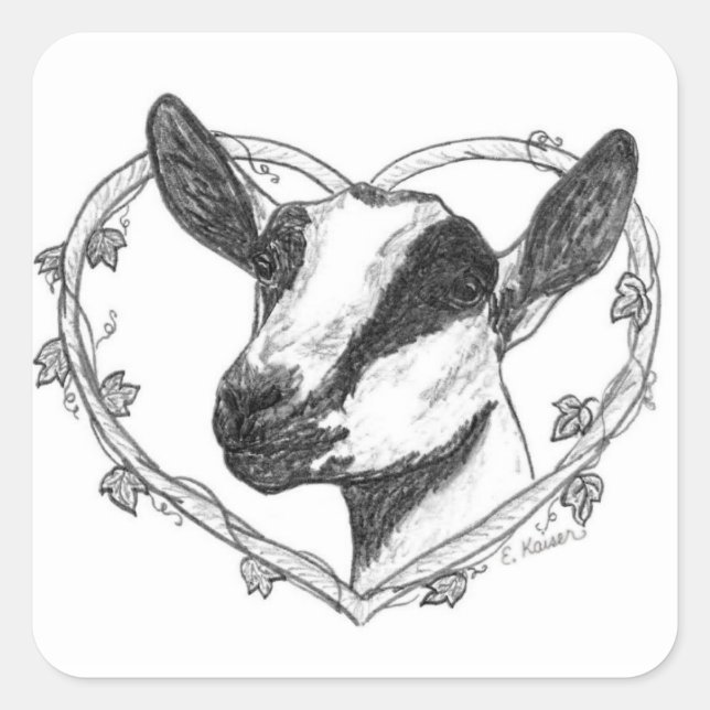 Alpiner Kopf im Herzen Quadratischer Aufkleber (Vorderseite)