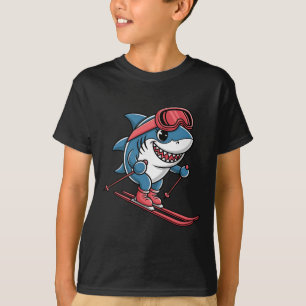 Alpiner Skifahrer Hai mit Schwimmbrille Winter Sch T-Shirt