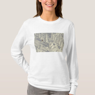 Alpiner Skifahrer in dicken Schneegespenstern bei  T-Shirt