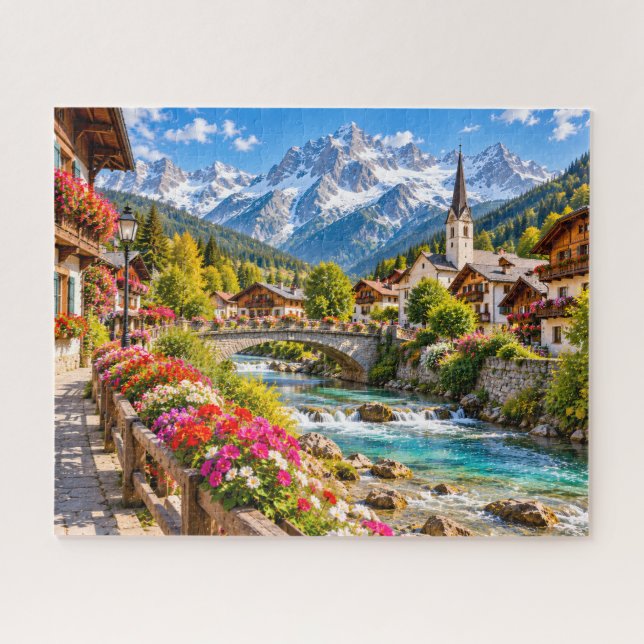 Alpines Bergdorf Puzzle (Horizontal)
