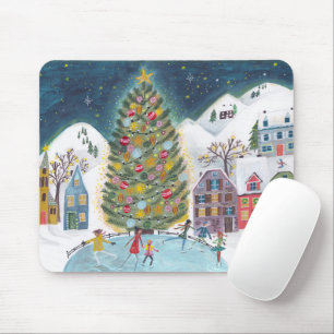 Alpines Weihnachtsdorf Baum Winterlandschaft Mausp Mousepad