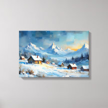 Alpines Winterdorf unter Starlit Sky