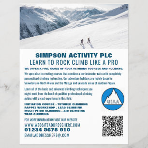 Alpinisten, Wandern und Klettern Advert Flyer