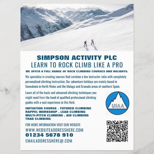 Alpinisten, Wandern und Klettern Advert Flyer (Vorne)