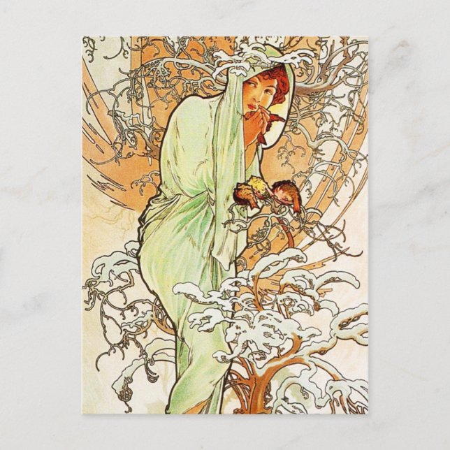 Alpohnse Mucha Winter Postcard Postkarte (Vorderseite)