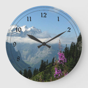 Alps - Switzerland Große Wanduhr