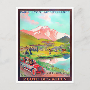 Alps Tour Frankreich Vintage-Reise Postkarte