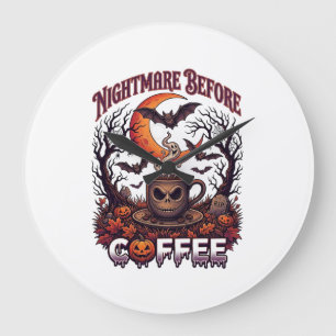 Alptraum vor Kaffee Halloween-Totenkopf-Tasse Geis Große Wanduhr