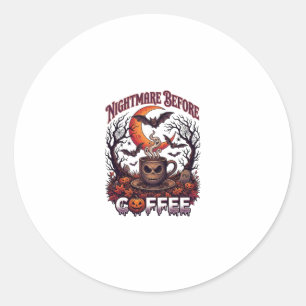Alptraum vor Kaffee Halloween-Totenkopf-Tasse Geis Runder Aufkleber