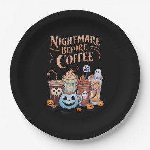 Alptraum vor Kaffee-Kürbis-Gewürz-Halloween Pappteller