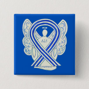 ALS Angel Awareness Ribbon Custom Art Button