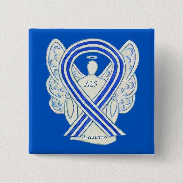 ALS Angel Awareness Ribbon Custom Art Button (Vorderseite)