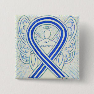 ALS Angel Awareness Ribbon Custom Art Button