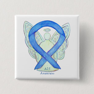 ALS Angel Awareness Ribbon Custom Art Button