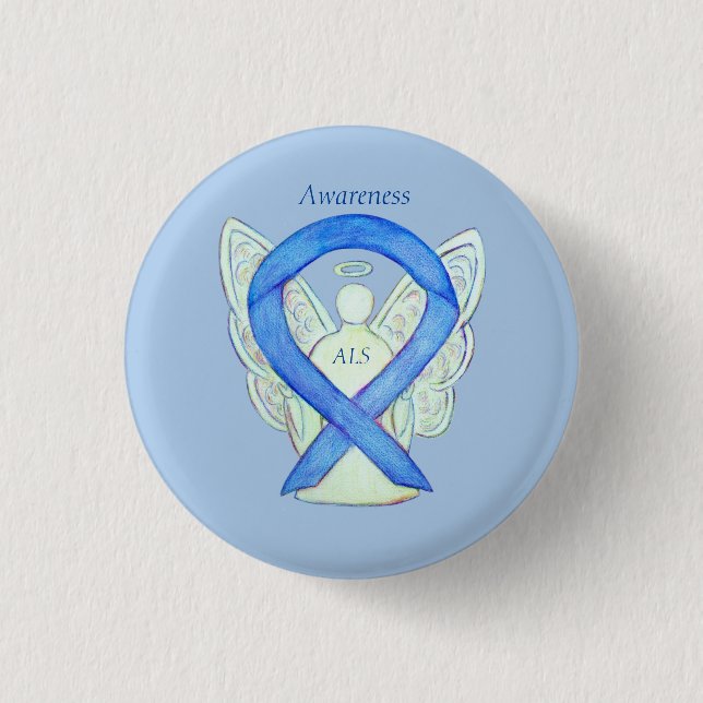 ALS Angel Awareness Ribbon Custom Art Button (Vorderseite)