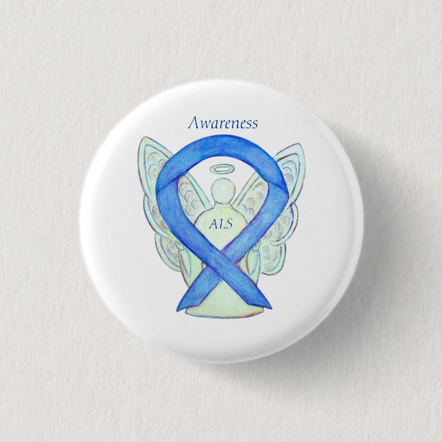 ALS Angel Awareness Ribbon Custom Art Button (Vorderseite)