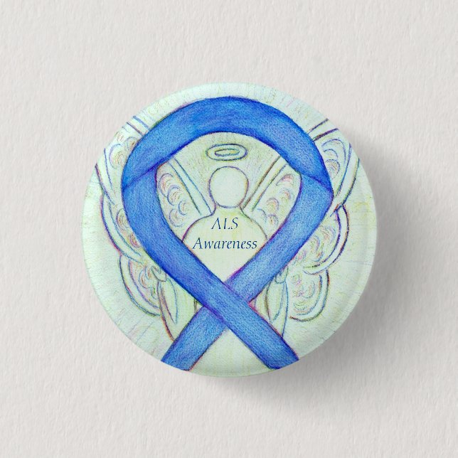 ALS Angel Awareness Ribbon Custom Art Button (Vorderseite)