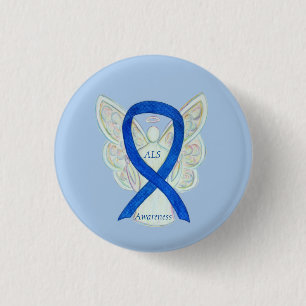 ALS Angel Awareness Ribbon Custom Art Button