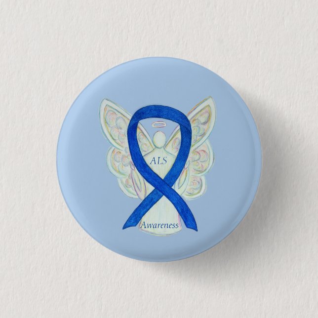 ALS Angel Awareness Ribbon Custom Art Button (Vorderseite)