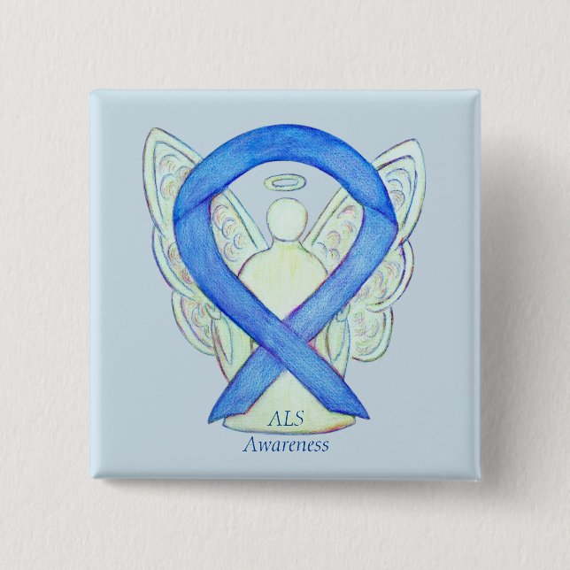 ALS Angel Awareness Ribbon Custom Art Button (Vorderseite)