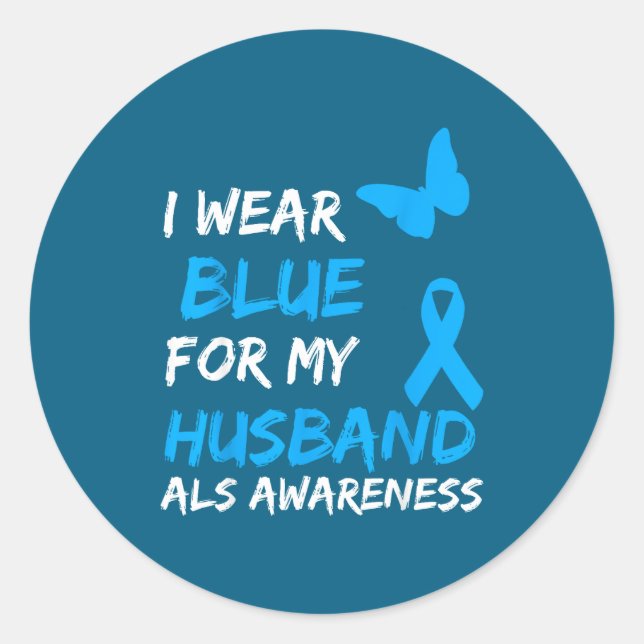 Als Awareness Blue Ehemann Runder Aufkleber (Vorderseite)