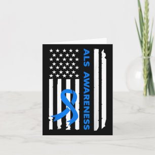 Als Awareness Blue Ribbon American Flag Karte