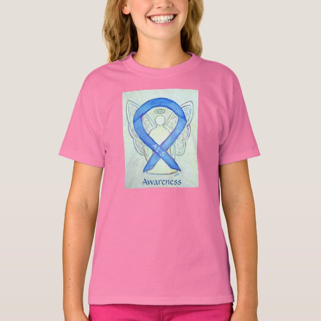 ALS Awareness Blue Ribbon Angel Custom Shirt (Vorderseite)