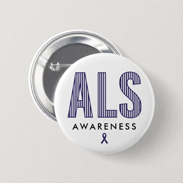 ALS Awareness Blue Ribbon Button (Vorne & Hinten)