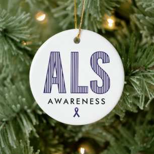 ALS Awareness Blue Ribbon Keramik Ornament
