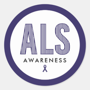 ALS Awareness Blue Ribbon Runder Aufkleber