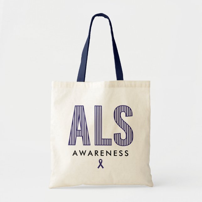 ALS Awareness Blue Ribbon Tragetasche (Vorne)