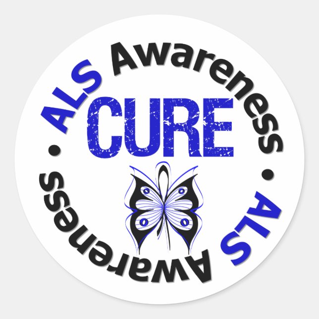 ALS Awareness CURE Butterfly Ribbon Runder Aufkleber (Vorderseite)