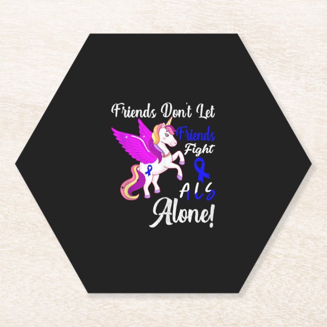 ALS Awareness Funny Unicorend Friend Support Angeb Untersetzer (Vorderseite)
