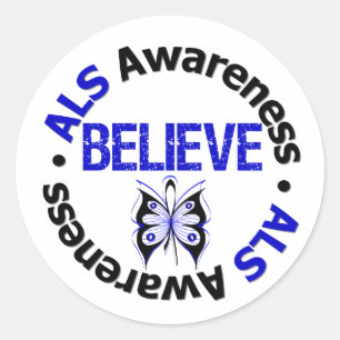 ALS Awareness glaubt Butterfly Ribbon Runder Aufkleber