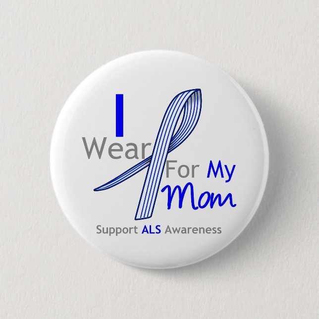 ALS Awareness Ich trage ALS Band für meine Mama Button (Vorderseite)