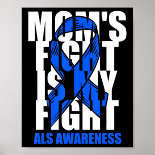 ALS Awareness Montag Blue Ribbon Mamas Kämpfe Mai  Poster