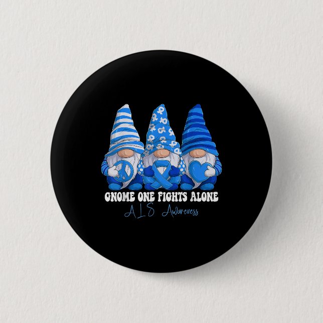 Als Awareness Month Blue Ribbon Gnomos Unterstützu Button (Vorderseite)
