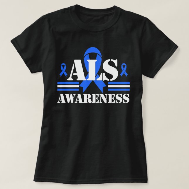 ALS Awareness Patient Support Gift Blue Ribbon Rec T-Shirt (Design vorne)