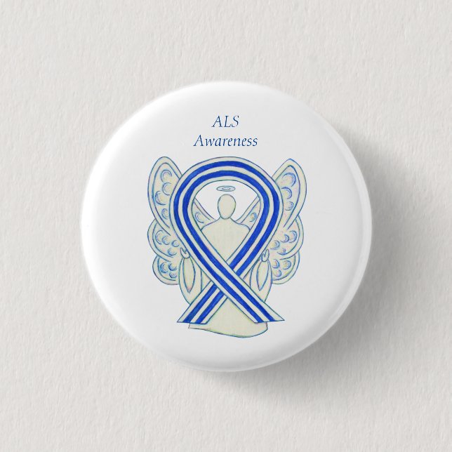 ALS Awareness Ribbon Angel Art Button Buttone (Vorderseite)