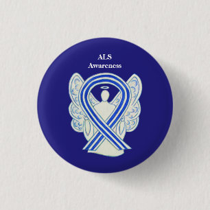 ALS Awareness Ribbon Angel Art Button Buttone