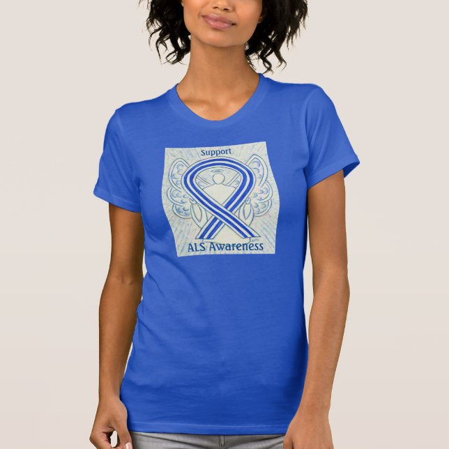 ALS Awareness Ribbon Angel Custom Art Shirt (Vorderseite)