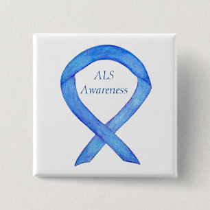 ALS Awareness Ribbon Custom Art Button