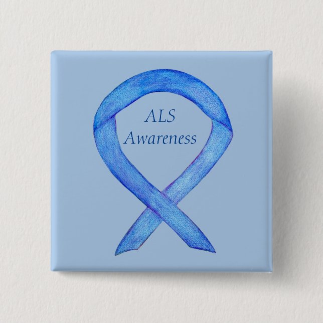 ALS Awareness Ribbon Custom Art Button (Vorderseite)