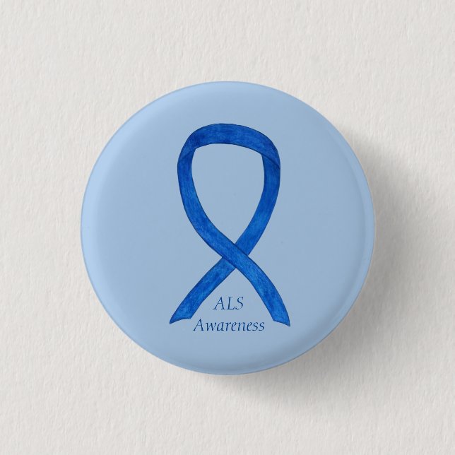 ALS Awareness Ribbon Custom Art Button (Vorderseite)