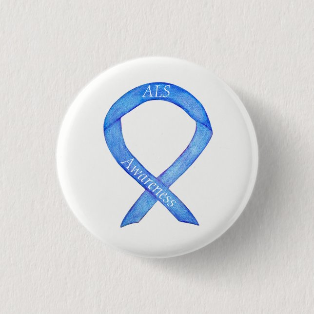 ALS Awareness Ribbon Custom Art Button (Vorderseite)