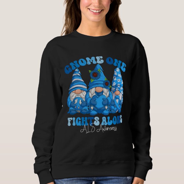 ALS-Bewusstseinsmonat Blaue Band Gnomies Sweatshirt (Vorderseite)