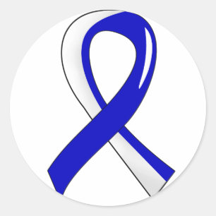 ALS Blue White Ribbon 3 Runder Aufkleber
